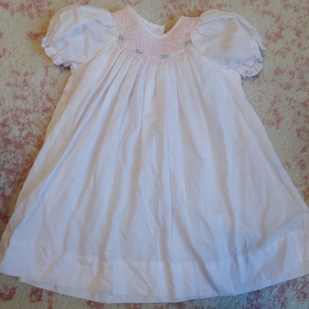 EUC Petit Ami Smocked newborn dress